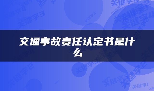 交通事故责任认定书是什么