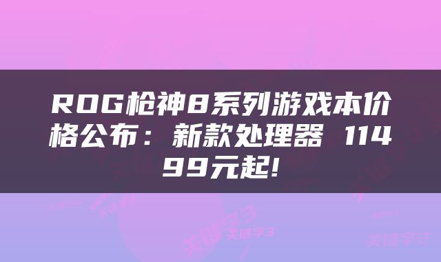 ROG枪神8系列游戏本价格公布：新款处理器 11499元起!