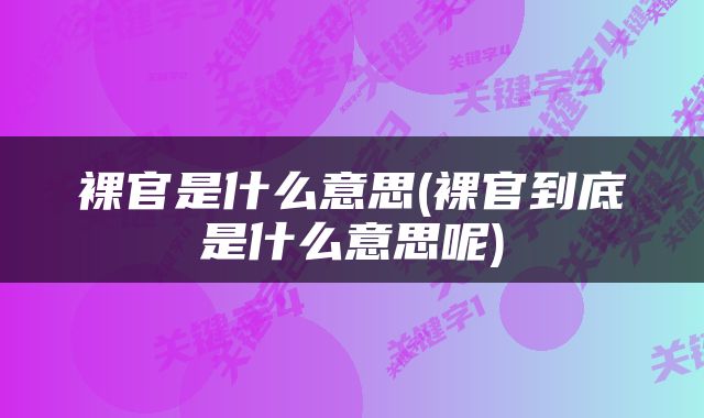 裸官是什么意思(裸官到底是什么意思呢)
