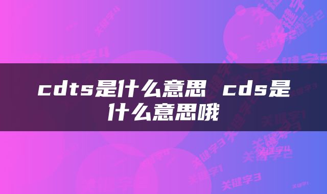 cdts是什么意思 cds是什么意思哦