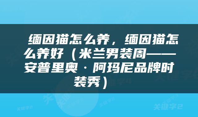  缅因猫怎么养，缅因猫怎么养好（米兰男装周——安普里奥·阿玛尼品牌时装秀） 