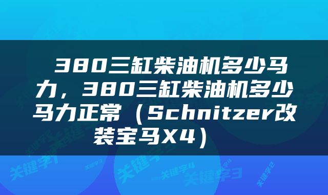  380三缸柴油机多少马力，380三缸柴油机多少马力正常（Schnitzer改装宝马X4） 