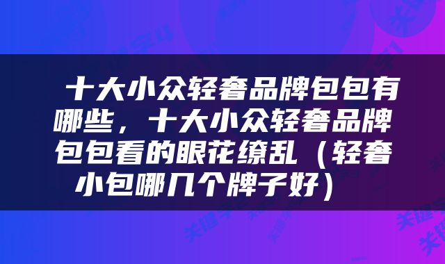  十大小众轻奢品牌包包有哪些，十大小众轻奢品牌包包看的眼花缭乱（轻奢小包哪几个牌子好） 