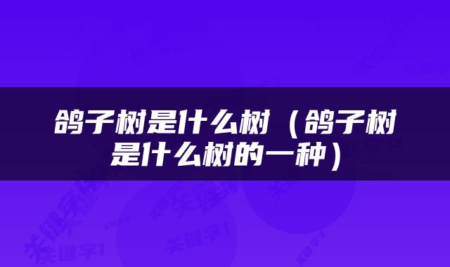 鸽子树是什么树（鸽子树是什么树的一种）