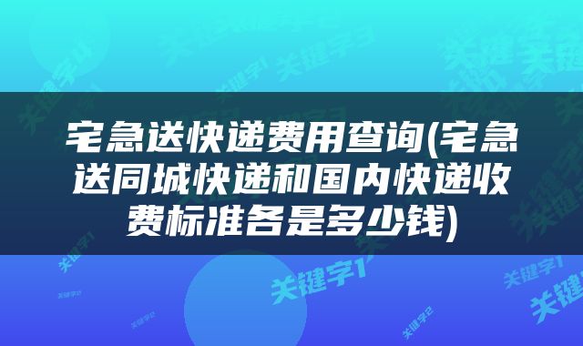 宅急送快递费用查询(宅急送同城快递和国内快递收费标准各是多少钱)