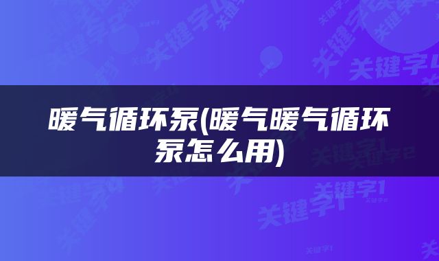 暖气循环泵(暖气暖气循环泵怎么用)