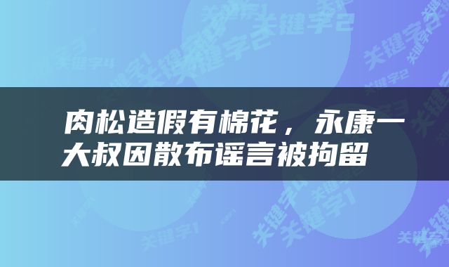  肉松造假有棉花，永康一大叔因散布谣言被拘留 