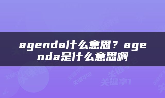 agenda什么意思？agenda是什么意思啊