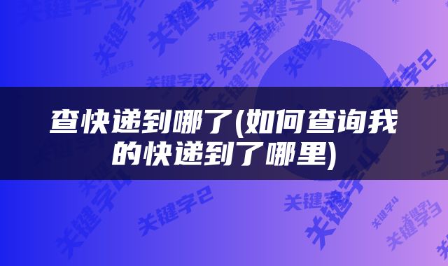 查快递到哪了(如何查询我的快递到了哪里)