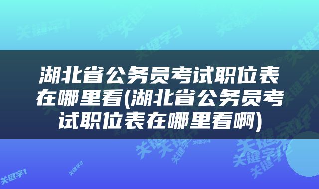 湖北省公务员考试职位表在哪里看(湖北省公务员考试职位表在哪里看啊)