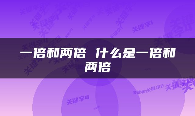 一倍和两倍 什么是一倍和两倍
