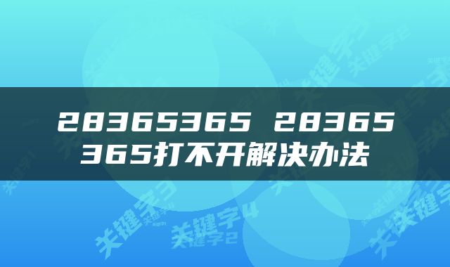 28365365 28365365打不开解决办法