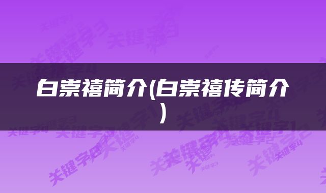 白崇禧简介(白崇禧传简介)