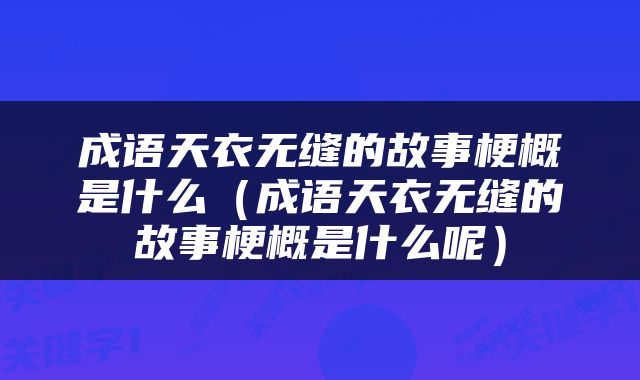 成语天衣无缝的故事梗概是什么（成语天衣无缝的故事梗概是什么呢）