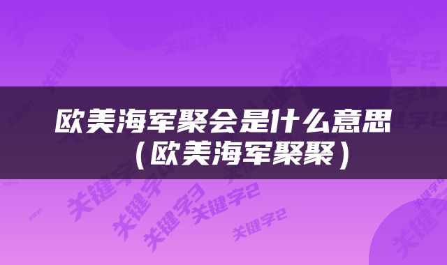 欧美海军聚会是什么意思（欧美海军聚聚）