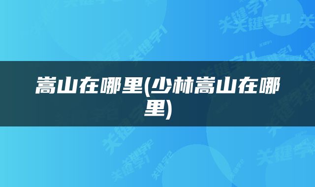 嵩山在哪里(少林嵩山在哪里)