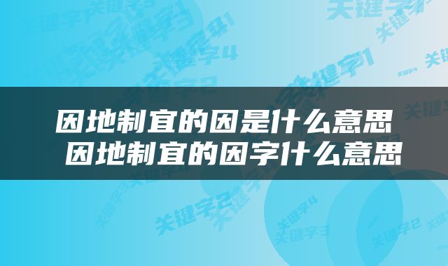 因地制宜的因是什么意思 因地制宜的因字什么意思