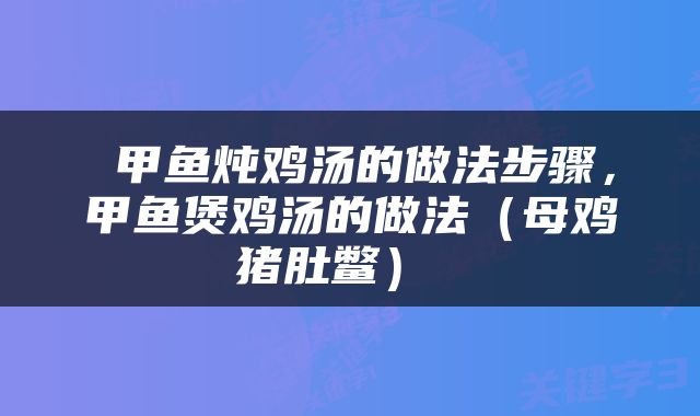  甲鱼炖鸡汤的做法步骤，甲鱼煲鸡汤的做法（母鸡猪肚鳖） 