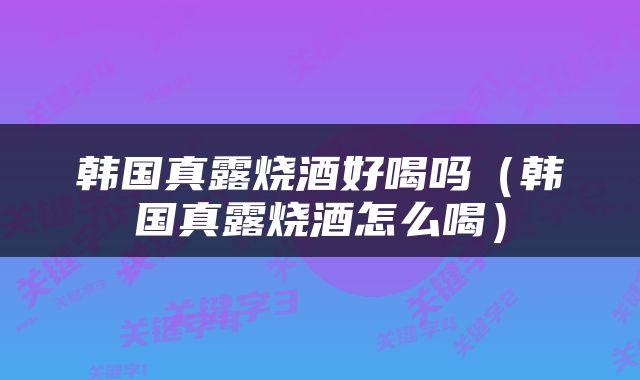 韩国真露烧酒好喝吗（韩国真露烧酒怎么喝）
