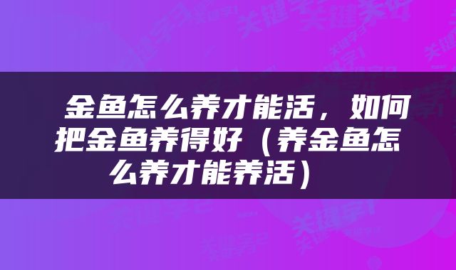  金鱼怎么养才能活，如何把金鱼养得好（养金鱼怎么养才能养活） 