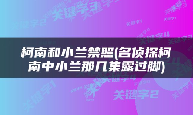 柯南和小兰禁照(名侦探柯南中小兰那几集露过脚)