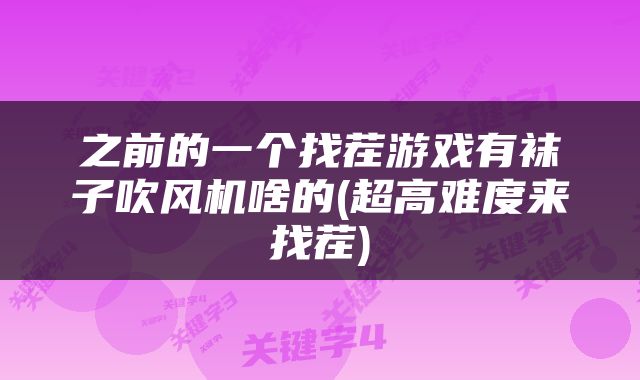 之前的一个找茬游戏有袜子吹风机啥的(超高难度来找茬)