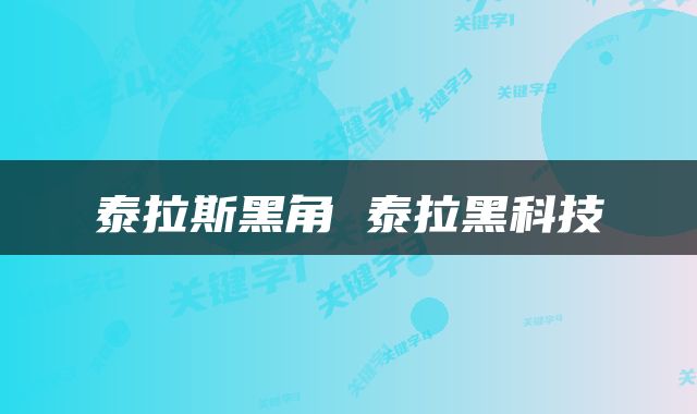 泰拉斯黑角 泰拉黑科技