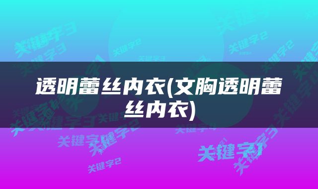 透明蕾丝内衣(文胸透明蕾丝内衣)