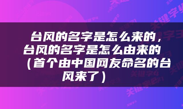  台风的名字是怎么来的，台风的名字是怎么由来的（首个由中国网友命名的台风来了） 