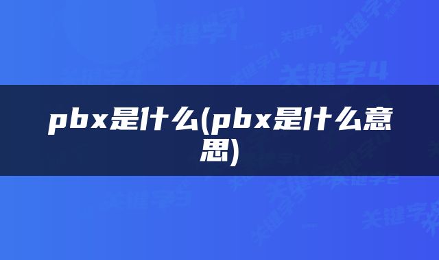 pbx是什么(pbx是什么意思)