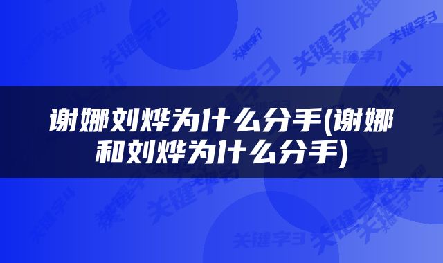谢娜刘烨为什么分手(谢娜和刘烨为什么分手)