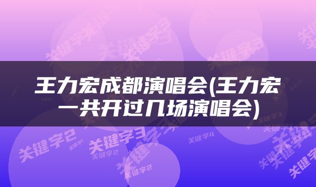 王力宏成都演唱会(王力宏一共开过几场演唱会)