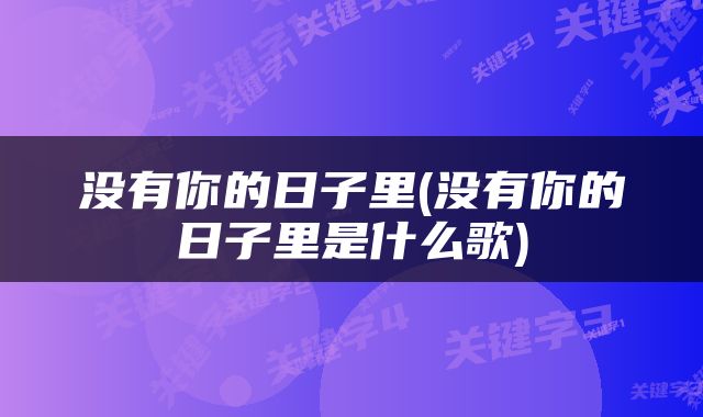 没有你的日子里(没有你的日子里是什么歌)