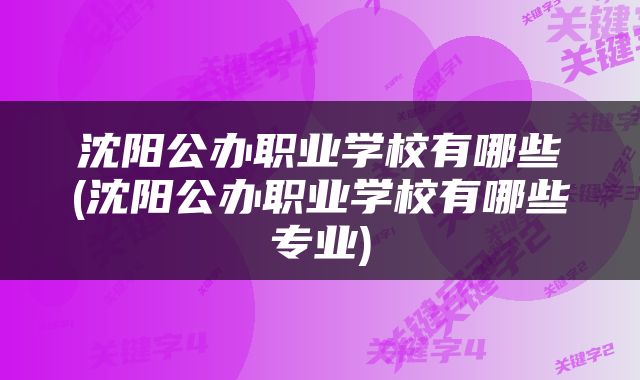 沈阳公办职业学校有哪些(沈阳公办职业学校有哪些专业)