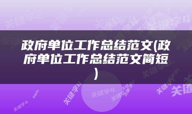 政府单位工作总结范文(政府单位工作总结范文简短)
