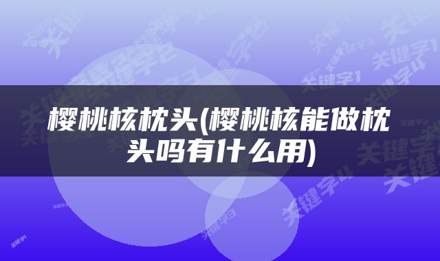樱桃核枕头(樱桃核能做枕头吗有什么用)