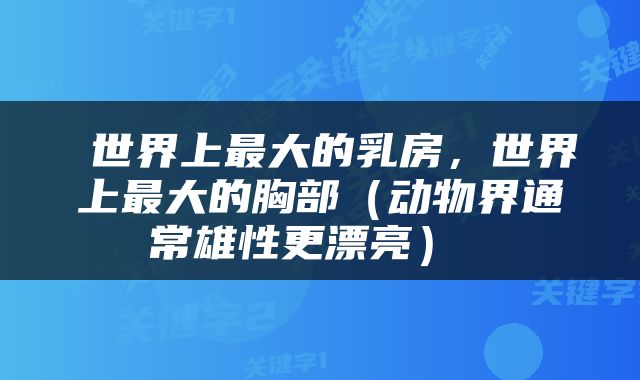 世界上最大的乳房，世界上最大的胸部（动物界通常雄性更漂亮） 