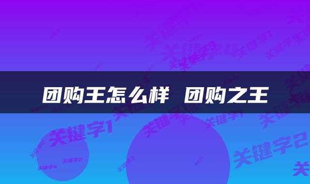 团购王怎么样 团购之王