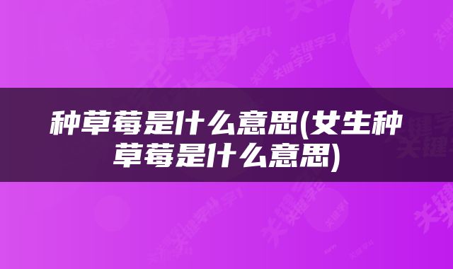 种草莓是什么意思(女生种草莓是什么意思)