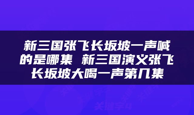 新三国张飞长坂坡一声喊的是哪集 新三国演义张飞长坂坡大喝一声第几集
