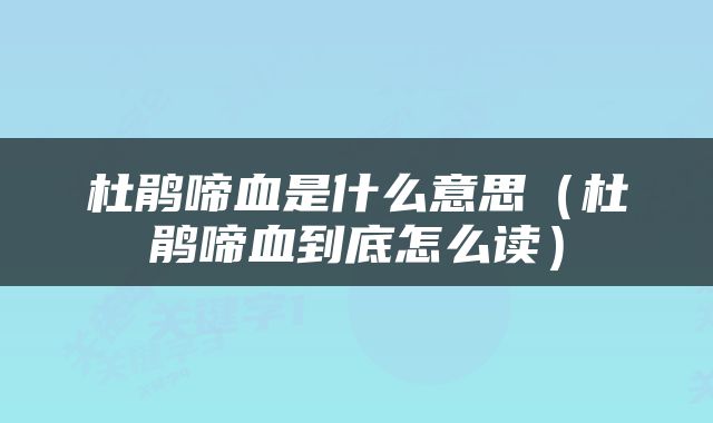 杜鹃啼血是什么意思（杜鹃啼血到底怎么读）