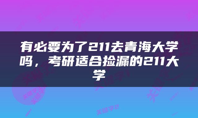 有必要为了211去青海大学吗，考研适合捡漏的211大学