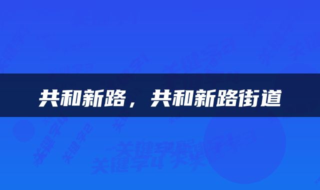 共和新路，共和新路街道