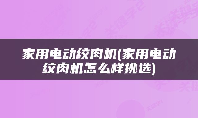 家用电动绞肉机(家用电动绞肉机怎么样挑选)