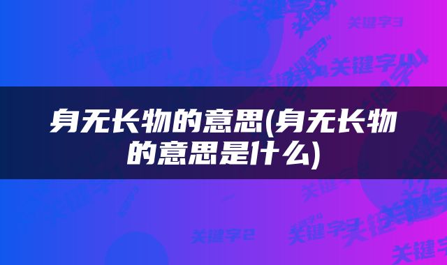 身无长物的意思(身无长物的意思是什么)