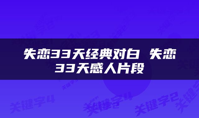 失恋33天经典对白 失恋33天感人片段