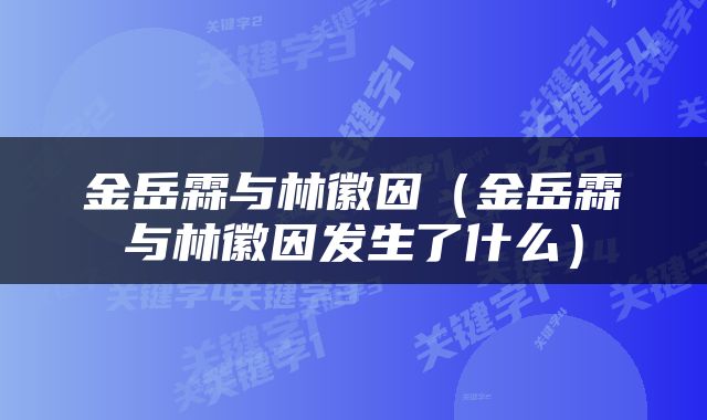 金岳霖与林徽因（金岳霖与林徽因发生了什么）