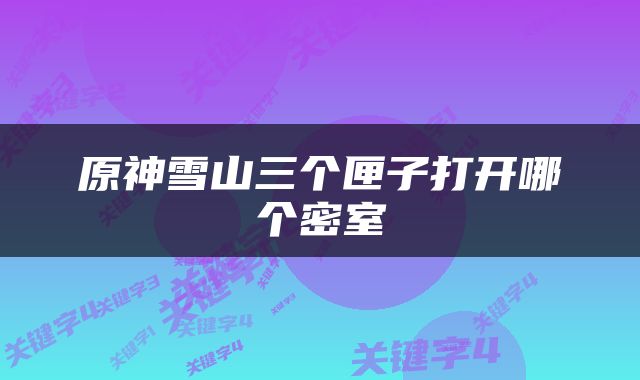 原神雪山三个匣子打开哪个密室