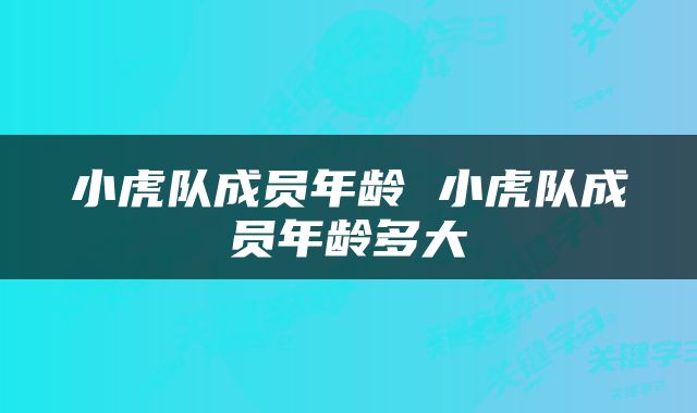 小虎队成员年龄 小虎队成员年龄多大
