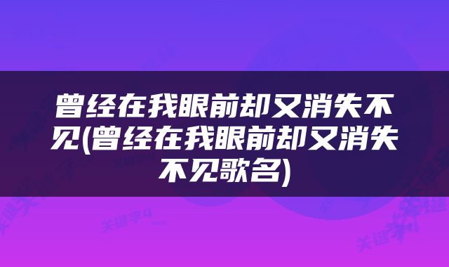 曾经在我眼前却又消失不见(曾经在我眼前却又消失不见歌名)